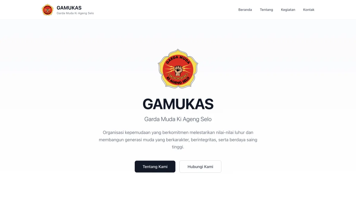 Halaman muka company profile Gamukas