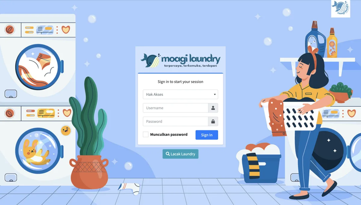 Antarmuka sistem informasi manajemen laundry Moagi Laundry