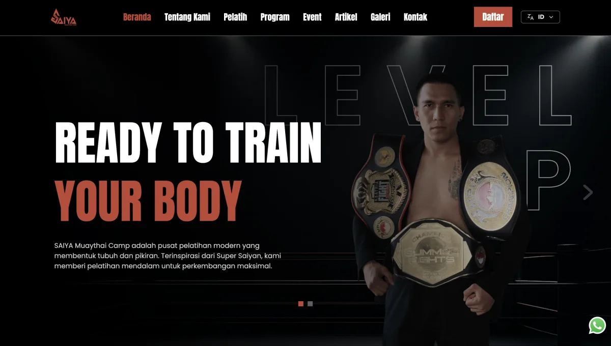 Antarmuka aplikasi web Saiya Camp